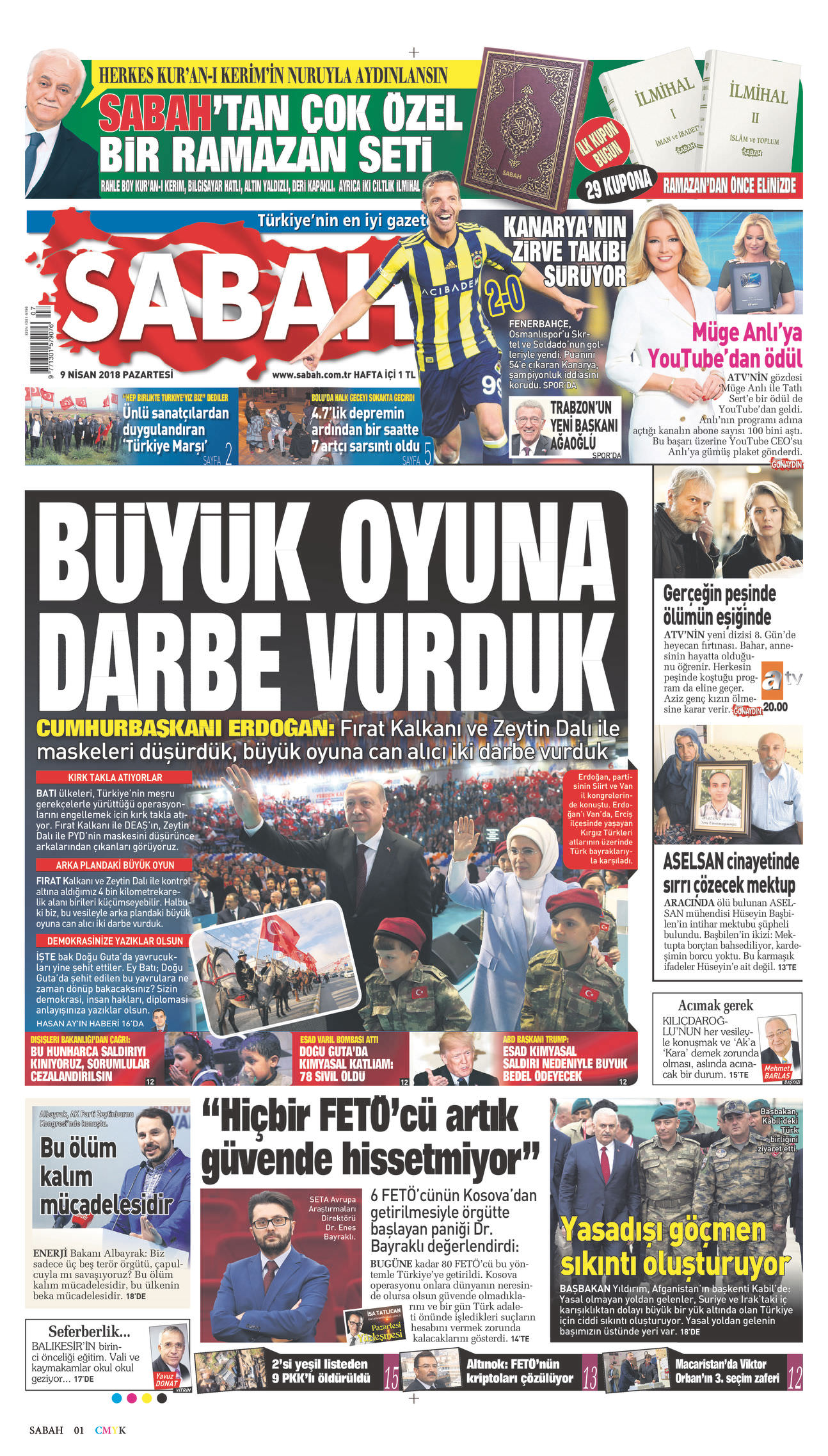 Sabah - E-Gazete - 09 Nisan 2018 Tarihli Sabah Gazetesi Manşeti